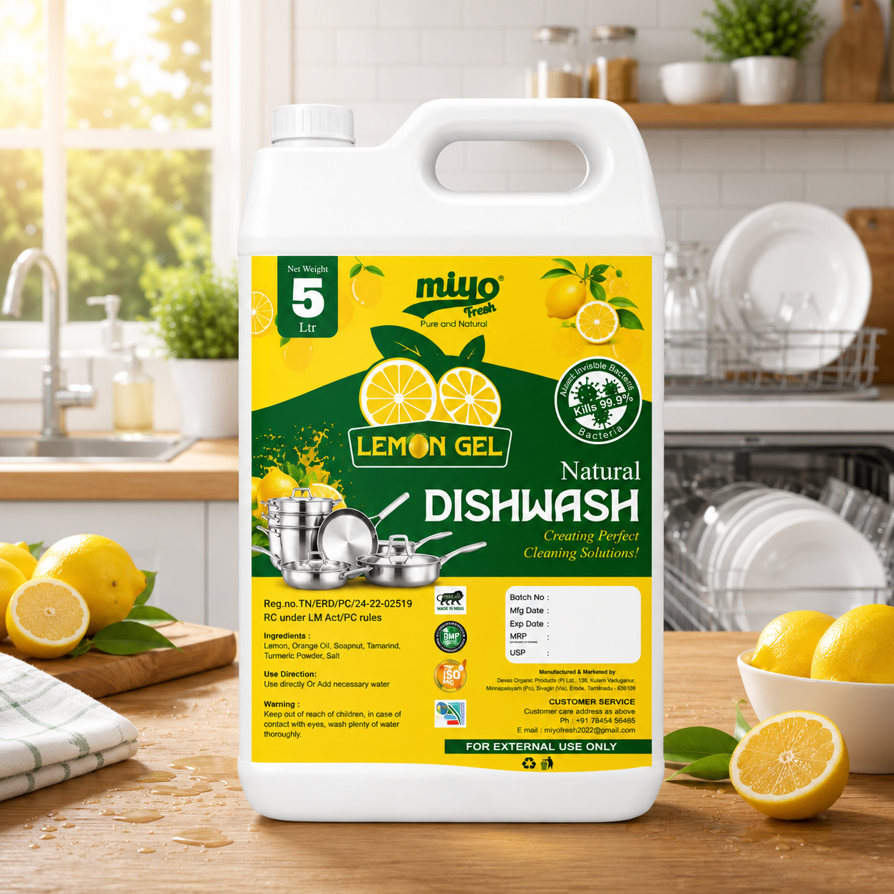 Dishwash Lemon Gel - 5L